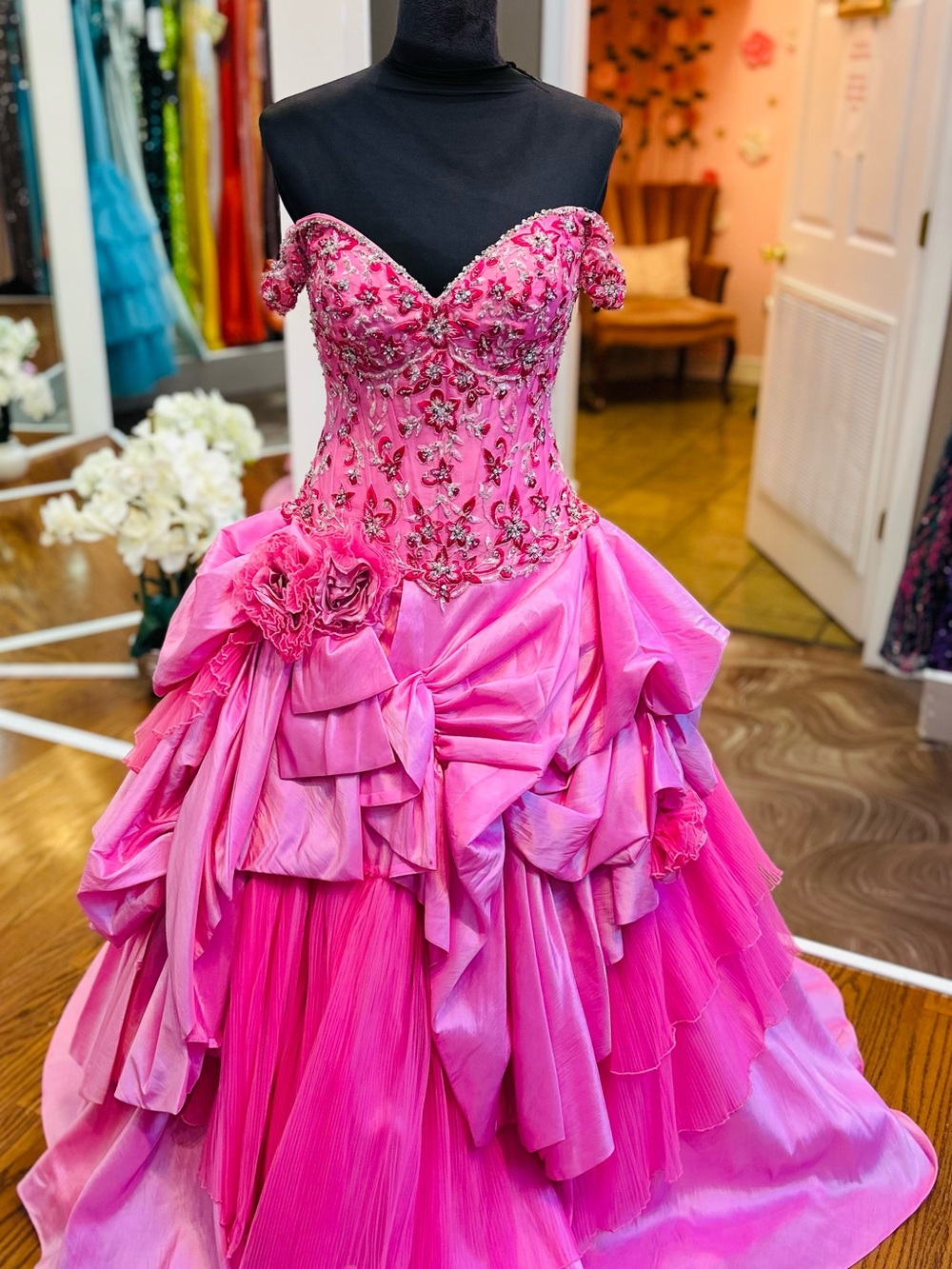 Allure Bridals Bright Pink Embellished Gown
